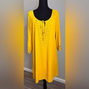 Naif Mustard Boho Lace Tunic Dress Cottagecore Festival Peasant Medium